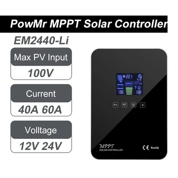 Son MPPT Solar şarj regülatörü EM2440A / 60A Max PV Gerilim 100VDC 12 V/24 V İçin Şarj li-ion pil İle Çift RJ45 Port
