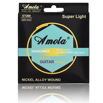 Amola ET200 .009-.042 Elektrik Gitar dizeleri nikel alaşım yara müzik aletleri gitar aksesuarları