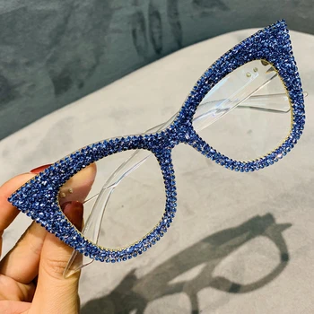Büyük boy güneş gözlüğü kadın el yapımı bling kedi göz güneş gözlüğü Bayanlar vintage temizle okuma gözlüğü moda shades Óculos
