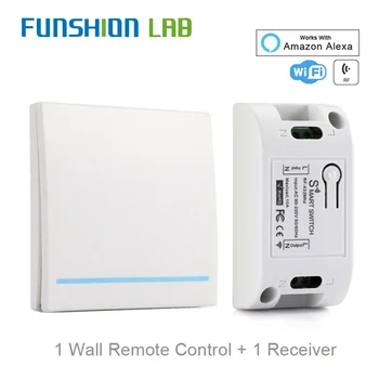 FUNSHION RF Wifi Anahtarı RF433MHz 10A/2200 W Kablosuz Anahtarı 86 Tipi ON / Off Anahtarı Paneli 433 MHz RF WiFi Uzaktan Kumanda Verici