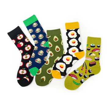 Kadın Mutlu komik çoraplar Baskılı Meyve Sanat Sevimli Kış Çorap Avokado Suşi Gıda Pamuk Moda Harajuku Vahşi Gıda Çorap