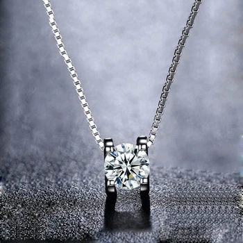 BOEYCJR 925 Gümüş 0.5 ct / 1ct / 2ct D renk Moissanite VVS Nişan Zarif Düğün Kolye Kolye Kadınlar için yıldönümü hediyesi