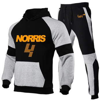 2022 F1 McLaren Takımı Yarış Hayranları erkek Lando Norris Sweatpants Eşofman Kazak + Pantolon Kazak Hoodies Spor Takım Elbise