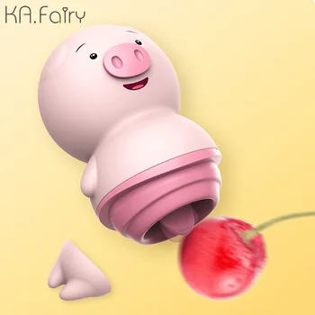Yalama Dil Vibratör Piggy Vibratör Kadın Uyarıcı Göğüsler Sevimli Mastürbasyon Klitoris Seks Oyuncakları Gay seks oyuncakları