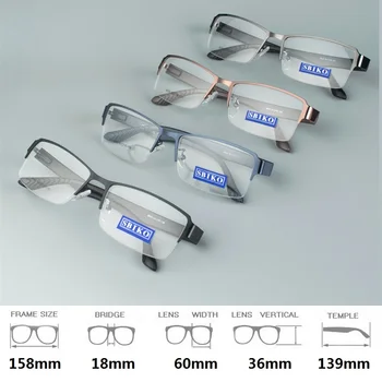 Zerosun Boy Gözlük Çerçeve Erkekler 158mm okuma gözlüğü Erkek Anti Yansıma Geniş Yarı Çerçevesiz Gözlük Reçete