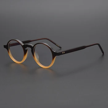 Asetat Yuvarlak Vintage Retro Kadınlar Tam Gözlük Optik Reçeteli Gözlük Açık Gözlük Oculos Kare Kare Erkek Gözlük 
