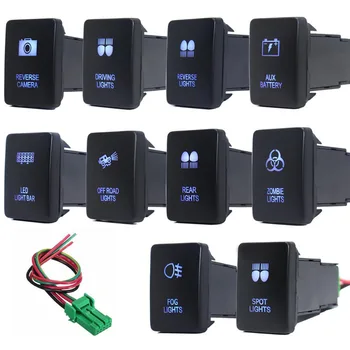 LED ışıkları Çubuğu Ters Kamera Araba Buton Anahtarı ON-Off 3A 12V Toyota Hilux 2015 için / Prado 150 Led mavi Konnektör Tel ile