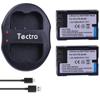 Tectra 2 adet 1800 mAh PS-BLM1 BLM-1 BLM-01 PSBLM1 BLM1 Kamera Pil + USB çifte şarj makinesi Olympus E-300 E-330 E-500
