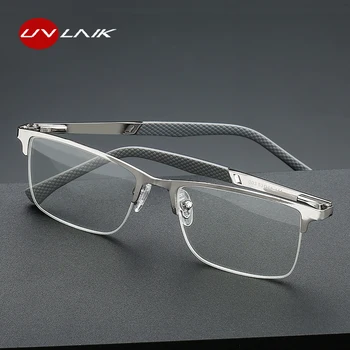 UVLAIK Marka yeni ış okuma gözlüğü Erkekler Yüksek kalite Anti mavi ışık gözlük erkek yarım çerçeve moda paslanmaz çelik