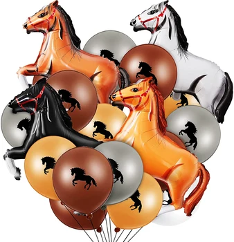 At Balonlar Set Lateks Balonlar Folyo Balonlar Doğum Günü Partisi Malzemeleri için Kentucky Derby At Yarışı Ev Dekorasyonu
