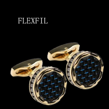 FLEXFIL Lüks gömlek erkekler için kol düğmeleri Marka manşet düğmeleri kol düğmeleri gemelos Yüksek Kalite yuvarlak düğün abotoaduras Takı