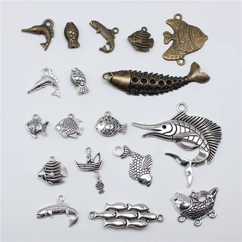 10 adet Balık kolye uçları Takı Yapımı İçin Antik Bronz Gümüş Renk Kolye DIY El Sanatları Yapımı Bulguları El Yapımı Takı