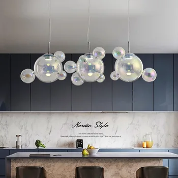 Renkli kabarcıklar modern LED kolye ışık lambaları oturma odası cam küre Avizeler mutfak aydınlatma armatürleri bar giyim mağazası