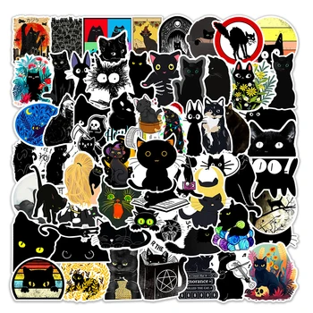 10/30/50/100 adet Sevimli Karikatür Siyah Kedi Çıkartmalar Kaykay Karalama Defteri Telefon Bagaj DIY su geçirmez etiket Graffiti Çocuk Oyuncak