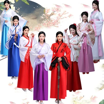 Hanfu Halk Elbise Kadınlar için Antik Çin Kostüm Tang Takım Hanedanı Tarzı Fantezi Vestidos Vintage Parti Dans Festivali Kıyafetler