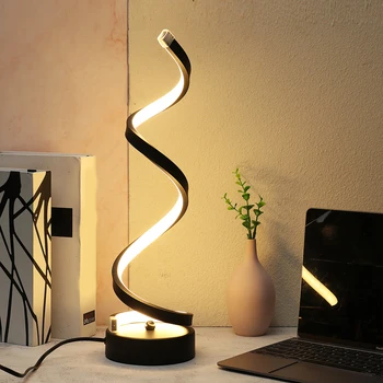 Spiral LED masa lambası Modern Minimalist Spiral Masa Lambası Beyaz Sıcak Beyaz Ayarlanabilir Başucu Lambası Kavisli sanat dekoru Gece Lambası