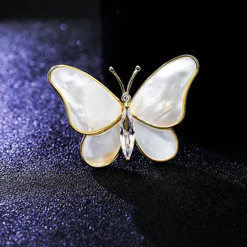 SINZRY zarif takı aksesuar doğal kabuk kübik zirkon kelebek broş kadın kış broş pin