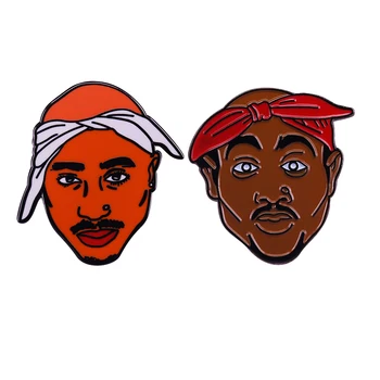 Tupac Shakur Şarkıcı Rapçi Thug Yaşam Hip Hop Broş Pins Emaye Metal Rozetleri Yaka Pin Broş Ceketler moda takı