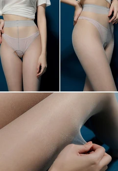 Ultra ince serbest kalkış seksi tek satır görünmez tam şeffaf inci pırıltılı şeffaf seksi külotlu çorap