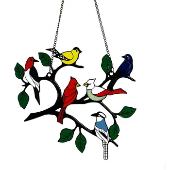 Alaşım renk sanat Çift taraflı damla pencere asılı dekorasyon Yedi kuşlar altı kuşlar dört kuşlar akın kolye Bahçe dekorasyon