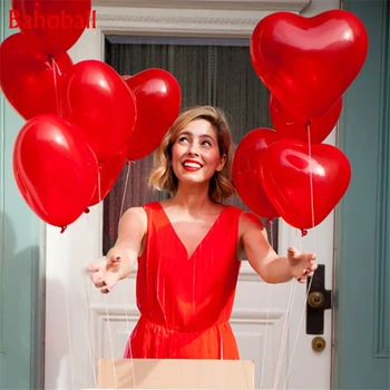 10 Adet 12 inç sevgililer Günü Kırmızı Kalp Lateks Balonlar Düğün Doğum Günü Partisi Dekorasyon Çocuklar Hava Globos Şişme Helyum Balon
