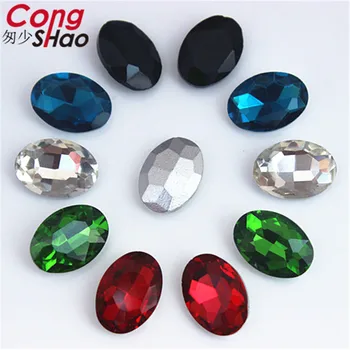 Cong Shao 60 ADET 10 * 14mm Renkli Kristaller Oval Rhinestones Pointback Taşlar Ve Cam Düğün El Sanatları DIY Aksesuarları CS147