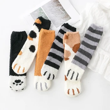 SVOKOR Pamuk Çorap Kış Komik Baskı Kedi Pençe sıcak tutan çoraplar Kawaii Sevimli Rahat Mutlu Moda Tasarımcısı Çorap Erkekler Kadınlar İçin