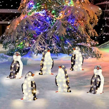 2023 yeni bahçe dış dekorasyon LED bağımsız parlayan penguen Yeni Yıl avlu dekorasyon Noel dekorasyon
