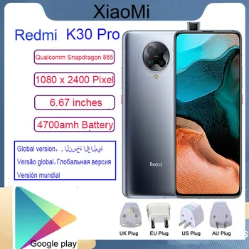 Pro orijinal Xiaomi Redmi K30 5G Akıllı telefon Aslanağzı 865 Sekiz Çekirdekli 6.67 Tam Kavisli Ekran 64 Milyon Piksel