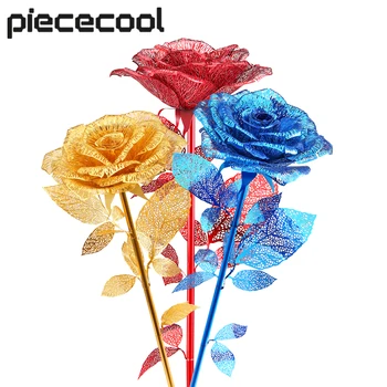 Piececool 3D Metal Bulmaca-Gül Modeli Yapı Setleri DIY Yapboz Oyuncak Yetişkinler Çocuklar İçin