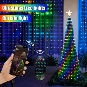 Akıllı RGB Perde Dize Işık Bluetooth APP Kontrol Noel Peri Işık DİY Resim Görüntüleme Garland Dekor Düğün Yatak Odası LED 