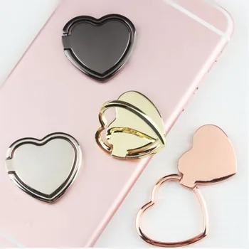 360 Derece Metal Lüks Kalp Aşk Parmak Yüzük Smartphone Standı Tutucu Cep Telefonu Tutucu iPhone Tüm Telefon İçin Standı#