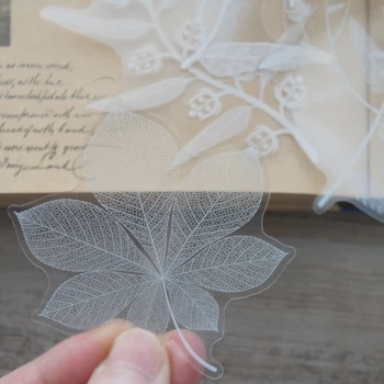 38 adet Beyaz Bitki Yaprakları Tarzı şeffaf çıkartma Scrapbooking DIY Hediye ambalaj etiketi Hediye Dekorasyon Etiketi