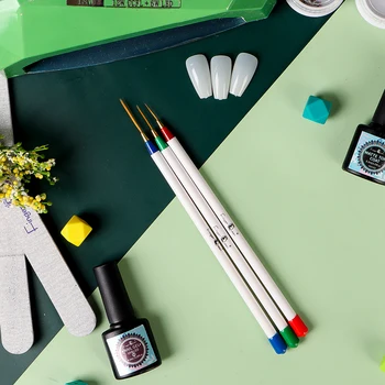 3 Adet Plastik Saplı Tırnak Fırçası Çivi Sanat Manikür Aracı Jel UV Lehçe Çizgi Boyama Çizim Fırçaları Tırnak Tasarım Ekipmanları