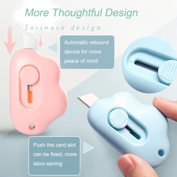 Sevimli Karikatür Bulut Renk Mini Taşınabilir Maket Bıçağı Kağıt Kesici Kesme Kağıt tıraş bıçağı Ofis Kırtasiye Kesme Malzemeleri