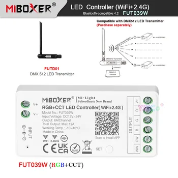 Miboxer 12V 24V 12A Tuya 2.4 G WiFi RGB+SKK LED Işık Denetleyicisi DMX Dimmer Bluetooth uyumlu DMX 512 LED Verici ile 4.2 