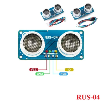 RUS - 04 ultrasonik modül RGB ışık ile mesafe değişen sensör Uyumlu HC-SR04 Engellerden Kaçınma Arduino için Akıllı Araba Robo