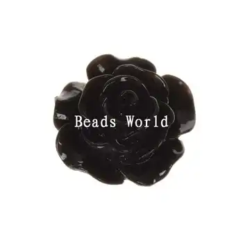 100 Adet Siyah Gül Çiçek Reçine Flatback Cabochon Karalama Defteri Dekorasyon Takı DIY 15mm Dia (W06007 X 1)