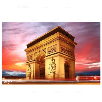 5D Elmas Boyama Arc De Triomphe Paris Elmas Mozaik Dıy Tam Yuvarlak Nakış Çapraz Dikiş Taklidi Fransa Dekor