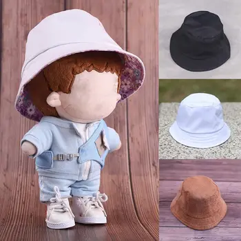 20cm Peluş Bebek Şapka Denim Minyatür Şapka Bebek Aksesuarları Sevimli Çiçek Çift taraflı Kova Şapka Idol oyuncak bebek giysileri Dekor