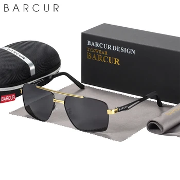 BARCUR Pilot Tarzı Metal Çerçeve Marka Güneş Gözlüğü Erkekler HD Polarize Kadın Shades Sürüş güneş gözlüğü Ayna UV400