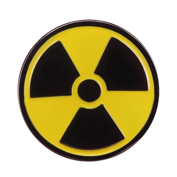 Radyoaktif Kirlenme Tehlike Sembolü Pin Atomik Nükleer Uyarı İşareti Broş Sarı Siyah Rozet