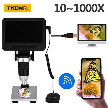 Ayarlanabilir 1000X WİFİ HD Kablosuz Dijital Elektronik Video Profesyonel USB Mikroskop 5 İnç Ekran Apple Android Telefon PC İçin