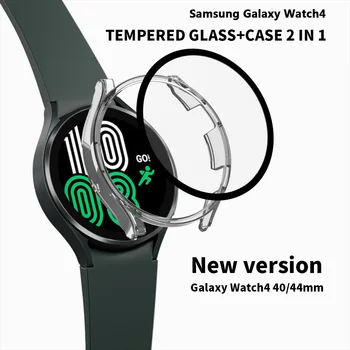 Moda 2in1 Su Geçirmez İzle Vaka+Cam Samsung Galaxy Watch4 40 / 44mm PC için Tam koruma İzle 4 40 44mm