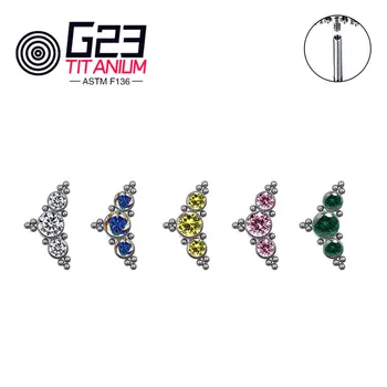 G23 ASTM F136 Titanyum Saplama Küpe Piercing Kulak Tragus Kıkırdak Zirkon göbek takısı Helix Daith Dudak Lob Toptan
