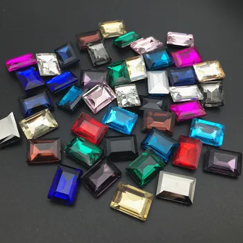 20 adet 10x14mm 13x18mm Daha Fazla Renk Dikdörtgen suni elmas cam Kristal Pointback DIY Konfeksiyon Taşlar