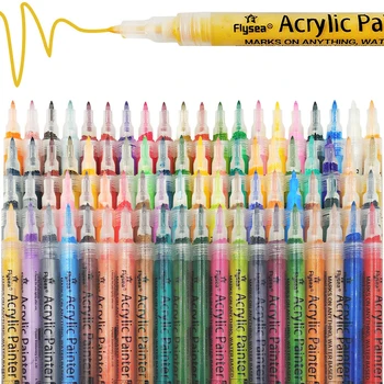 12-80 Renkler Akrilik Kalem Akrilik boya kalemi Kalem 0.7 mm Ucu Kaya Boyama Kupa Seramik Cam Ahşap Kumaş Boyama Hızlı Kuru
