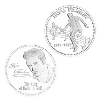 Rock 'n' Roll kralı Elvis Presley (1935-1977) Koleksiyon Gümüş Kaplama Hatıra Koleksiyonu Hediye hatıra parası