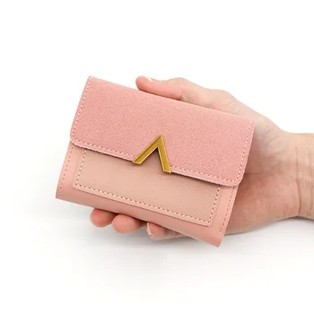 Kadın cüzdan kısa bozuk para cüzdanı Trendy moda bayanlar Mini kart çantası