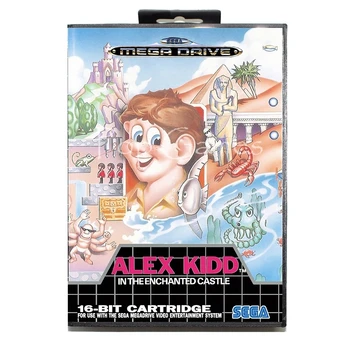 Alex Kidd için Kutu ile Kutu ile 16 bit Sega MD Oyun Kartı Mega Sürücü Genesis Video Konsolu